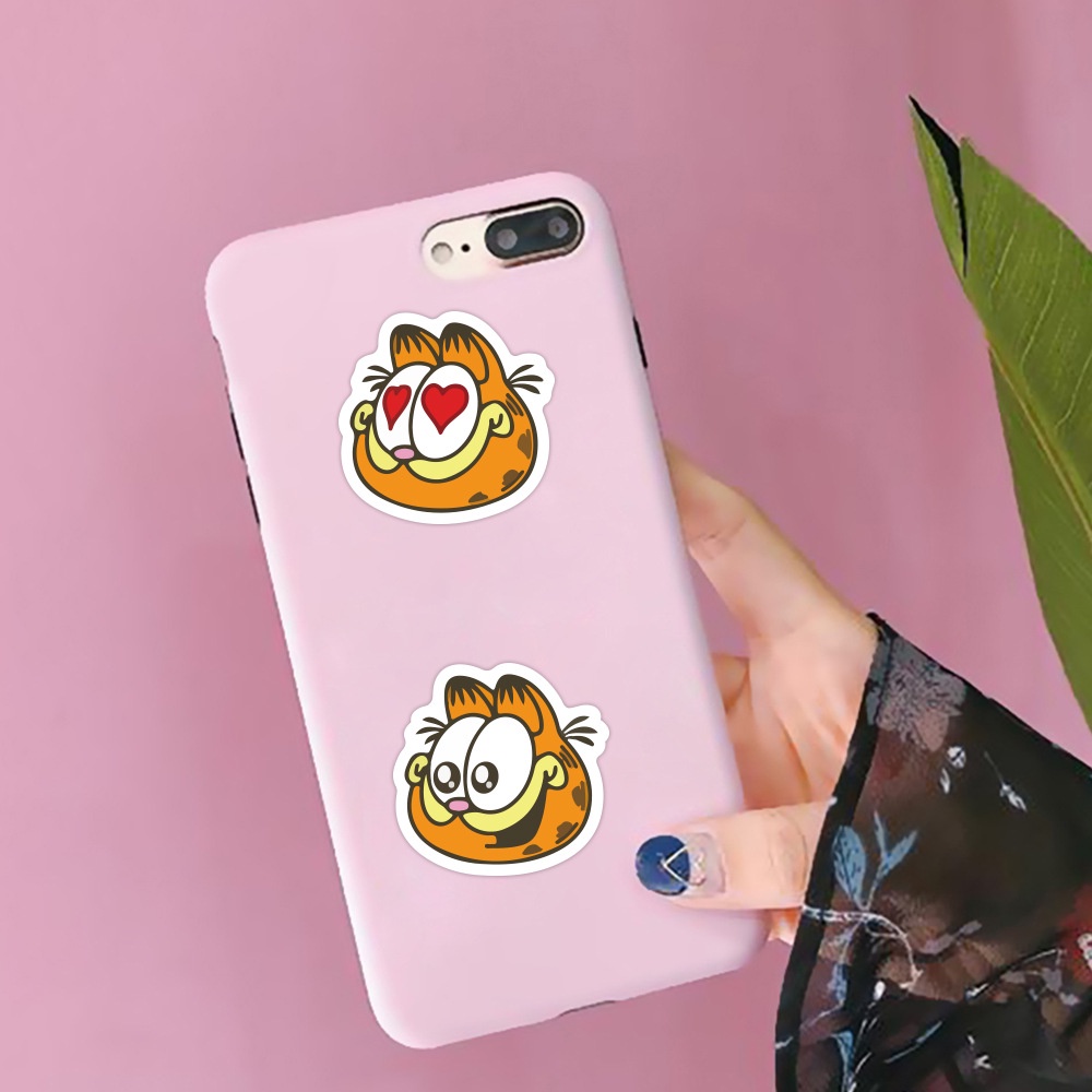 Lucu Garfield stiker kartun anime phone case Jurnal troli kasus bahan Cangkir air graffiti tangan Bu