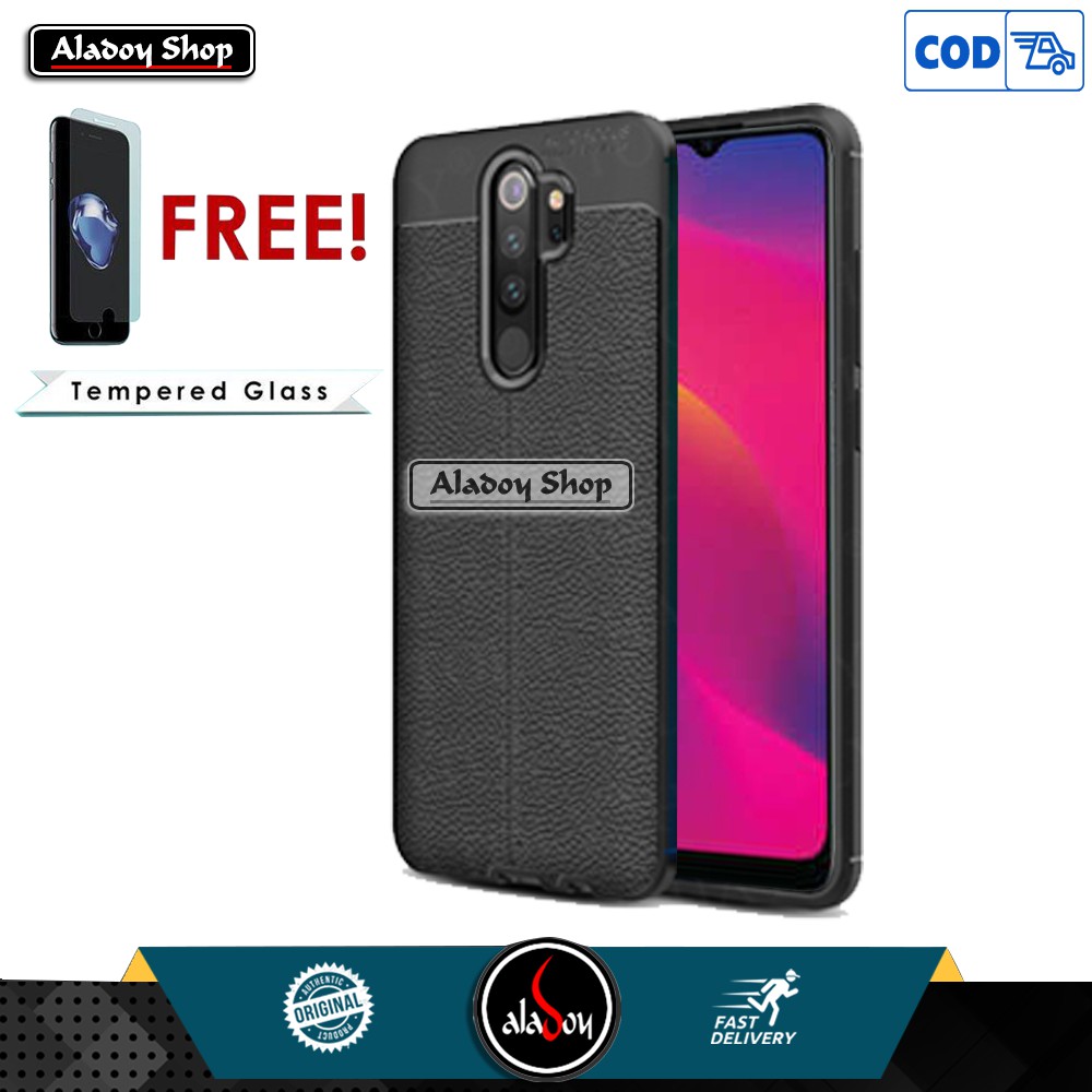 PAKET Case Autofocus Leather Free Tempered Glass Pelindung Layar Oppo A5 2020 / A9 2020