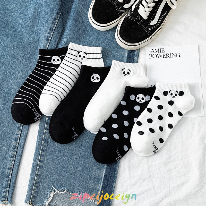  Kaos  Kaki  Motif Panda Lucu Warna  Hitam Putih  Untuk  Wanita 