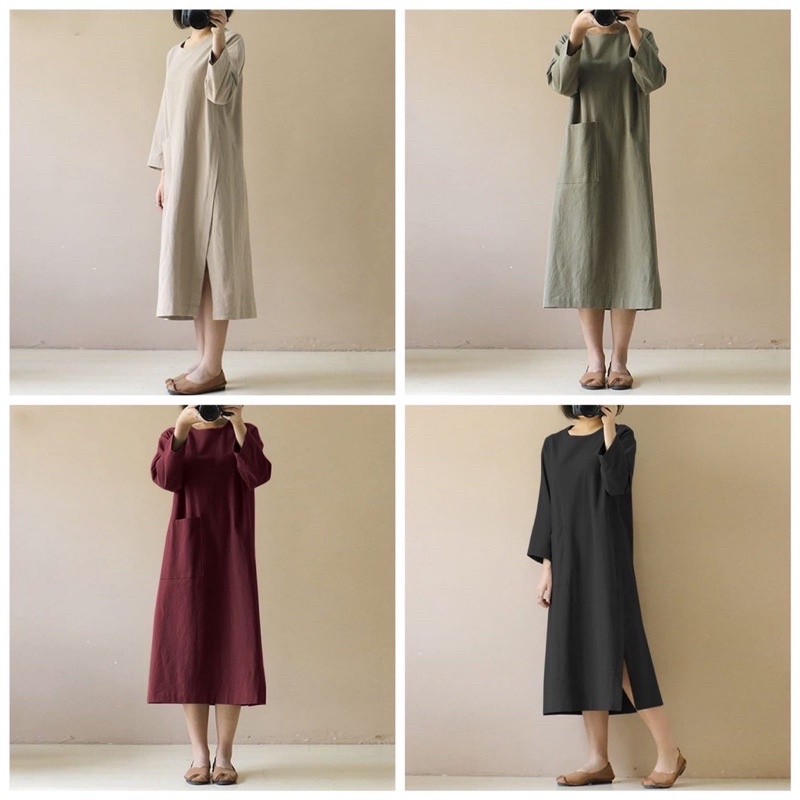 TUNIK MIDIDRESS CHERLYN | BLOUSE BELAH SAMPING TUNIK BAHAN LINEN