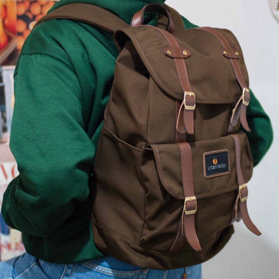 MIX UP BROWN |ManNeedMe x URBAN| Tas Ransel Pria Wanita Tas Backpack ORIGINAL