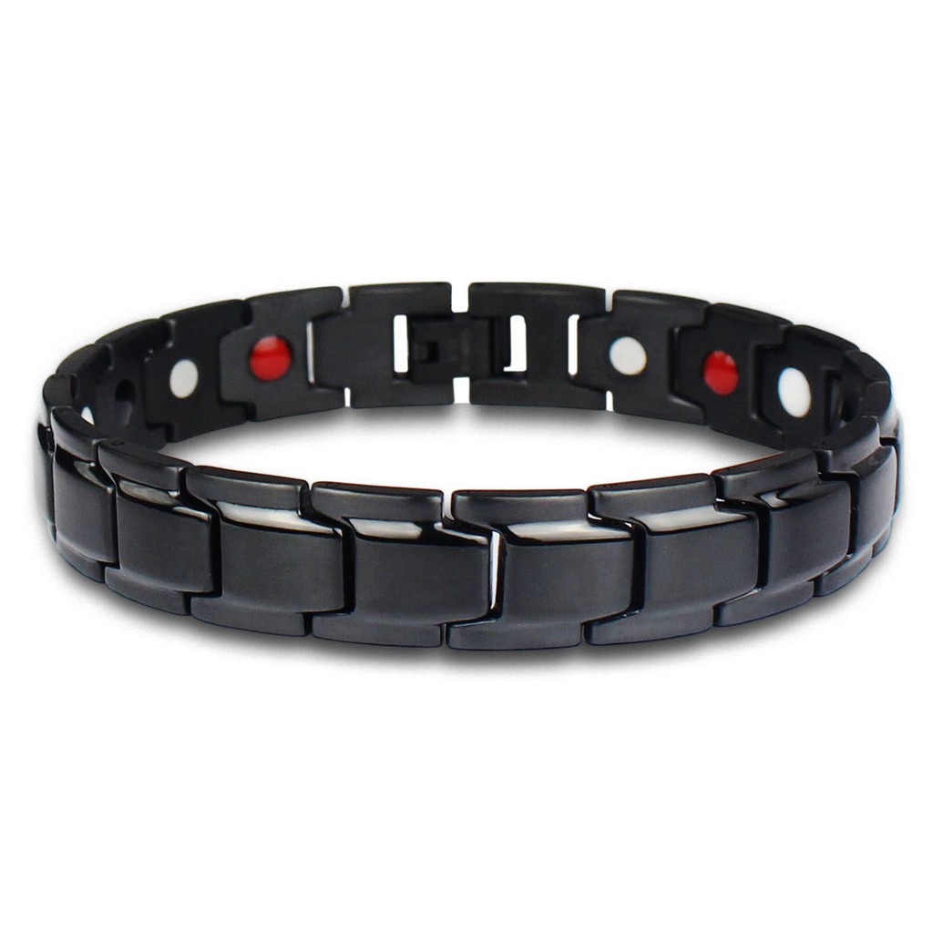 GELANG KESEHATAN TITANIUM BEST SELLER ORIGINAL 100% TITANIUM MAGNET 316L - ANTI KARAT SELAMANYA - Gelang terapi luxuri-Hitam