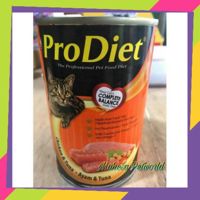 

Makanan Kucing PRODIET ADULT CHICKEN TUNA KALENG 400gr - WET FOOD