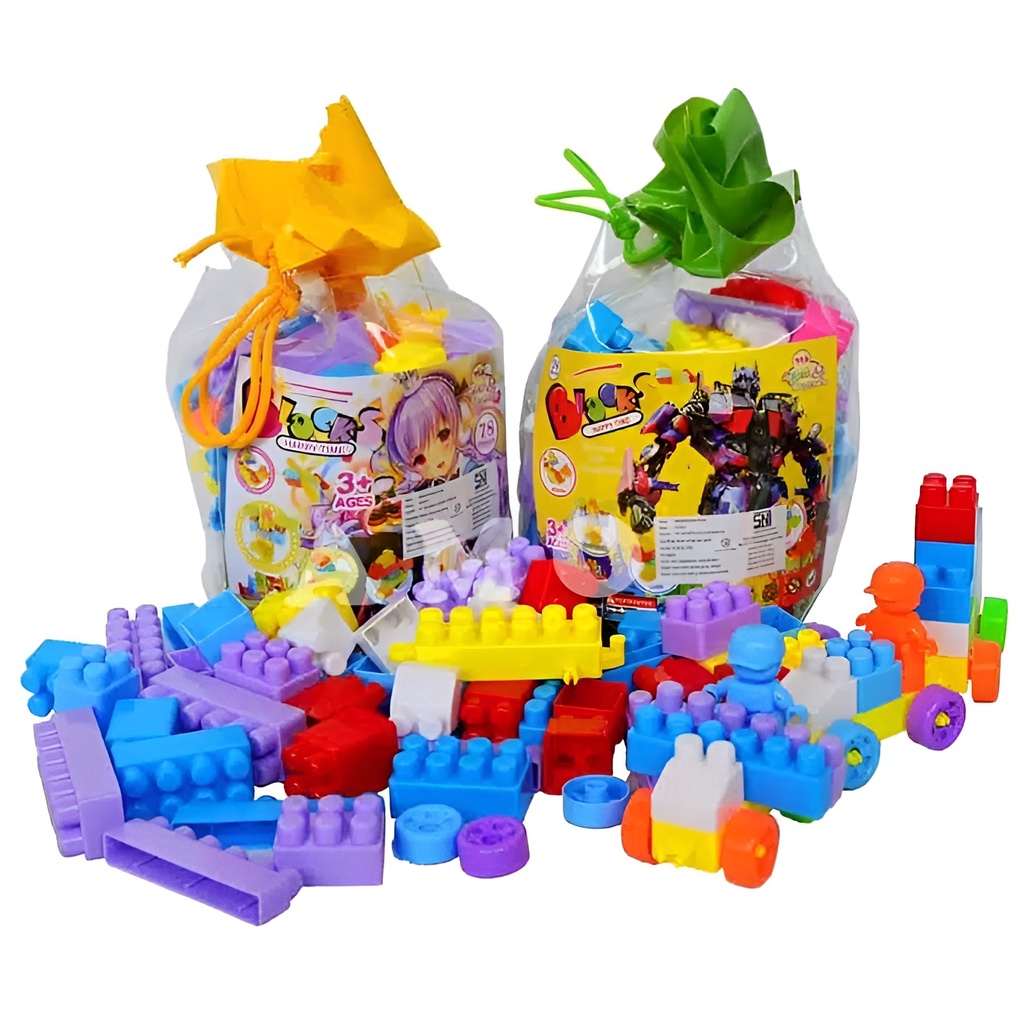 Mainan Lego Block Besar 78Pcs | Mainan Edukasi Anak 3 Tahun | Permainan Edukatif Bongkar Pasang Anak Laki Laki