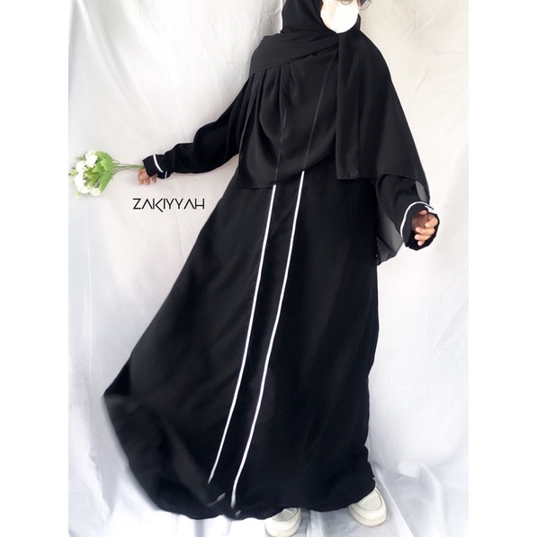 Zahwa abaya by Zakiyyah Black Jetblack Eksklusif