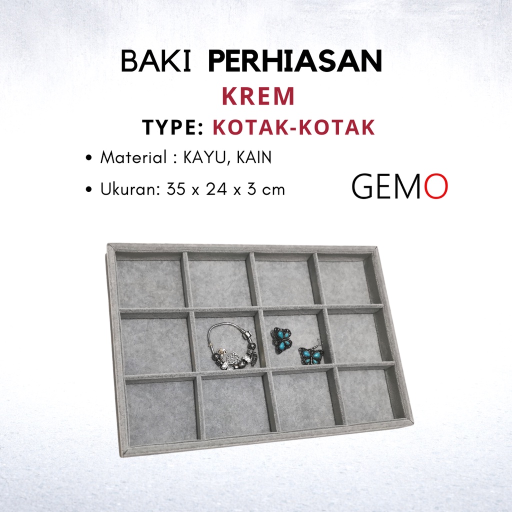 Baki Nampan Lapis Kain Display Perhiasan Permata Mewah / Nampan Tray Alat Peraga Jewelry Set Tempat menaruh Kotak Cincin Gelang Liontin Anting Kalung Lucu Unik Murah untuk  Etalase Toko Emas Berlian Mewah / Permata Berharga juga bisa untuk Box Seserahan