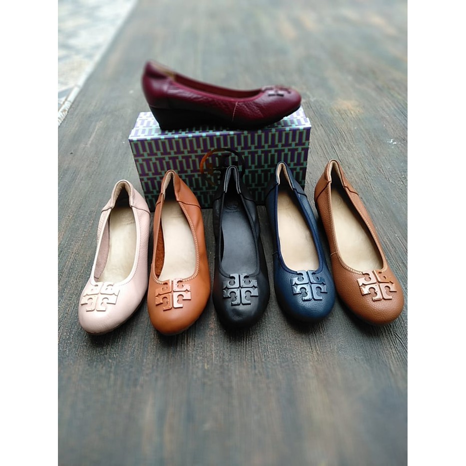Sepatu Wedges Wanita Warna Hitam Mes91 Wejes Cewek Korea Style Te 1007CX Tory Burch Basic Wedges 5