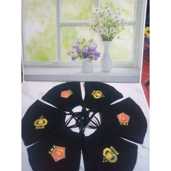 masker kain logo TNI polri