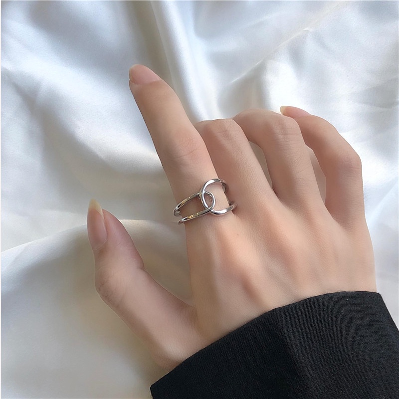 cincin wanita Korean version of simple fashion personality geometric open ring