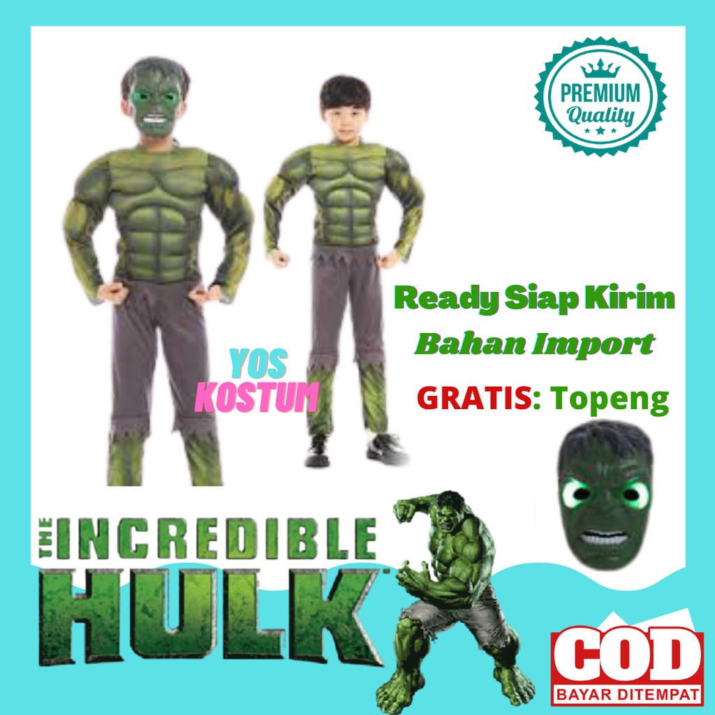 Kostum Anak Import Hulk Otot Busa Baju Karakter Superhero Avengers Cowok Laki Topeng Ulang Tahun