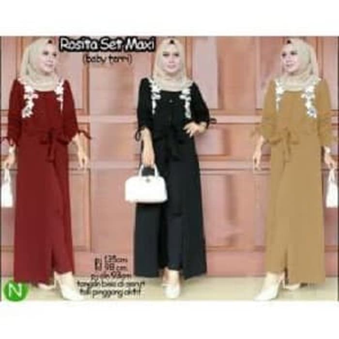 75147 ROSITA SET MAXI BAJU SETELAN MUSLIM WANITA DEWASA MODIS KEKINIAN