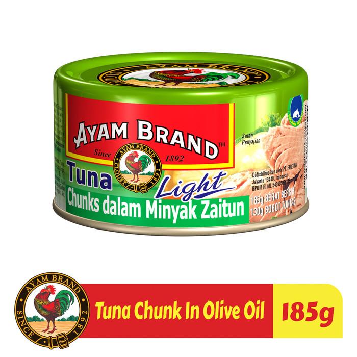 

Kaleng | Paket 24 Pcs Tuna Kaleng Chunk In Olive Oil Ayam Brand 185Gr