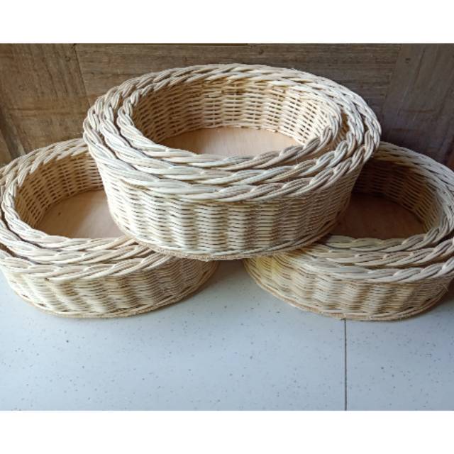 1set isi 3 Keranjang rotan halus bentuk lonjong  Shopee 