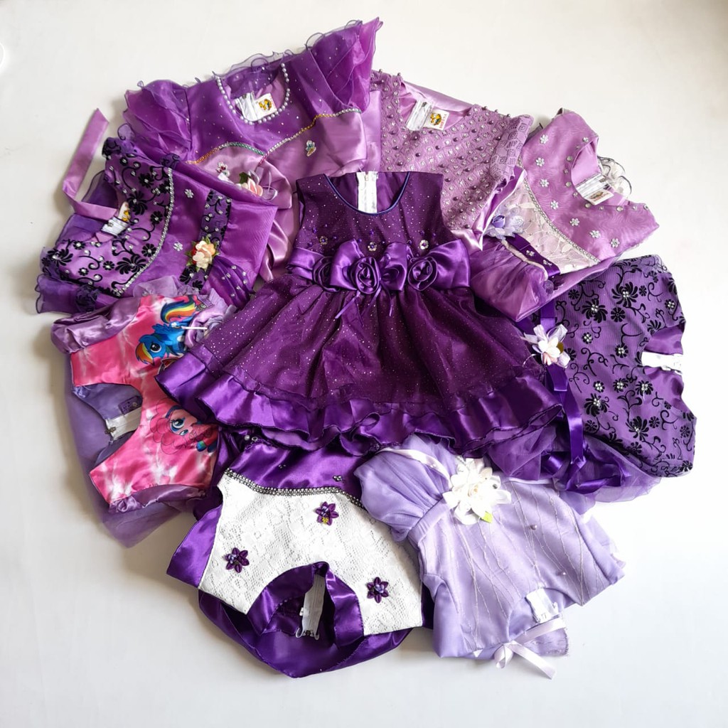 Baju Bayi Warna Lilac Perempuan 6 12 Bulan Dress Anak Warna Ungu Import Korea Bahan Premium VW04