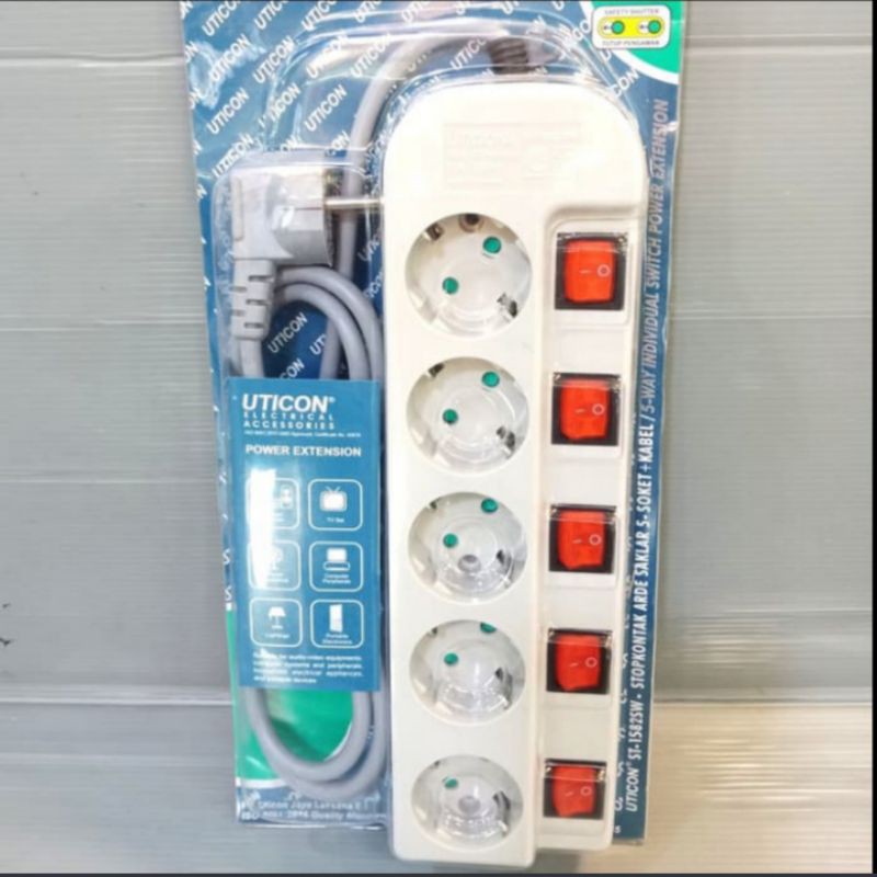 stop kontak uticon/stop kontak 5 Lubang/uticon/kabel roll/colokan listrik/5Lubang uticon/stop kontak