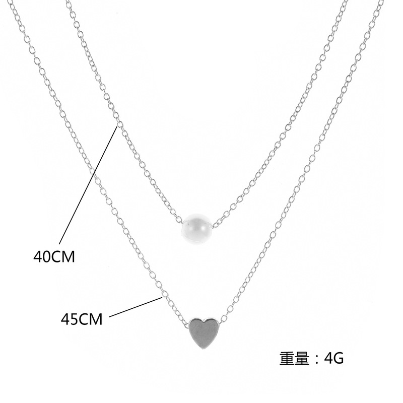 Kalung Liontin Mutiara Hati Pearl Heart Pendant Necklace Charm Multilayer Chain Necklaces Women Jewelry Accessories