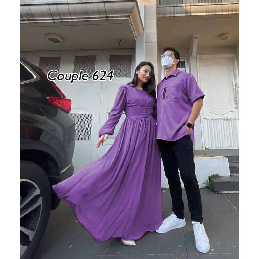 Vanesha Margaretta - Couple 624#Gamis+Kemeja / set keluarga /Fashion Couple/Couple Lebaran family