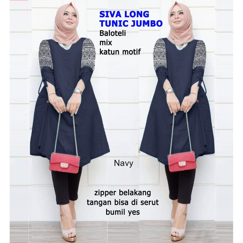 BOOM - TUNIK LONG SIVA  XL, XXL, 3XL 64152,67136 / TUNIK WANITA MUSLIM/ TUNIK TERMURAH / FASHION WANITA