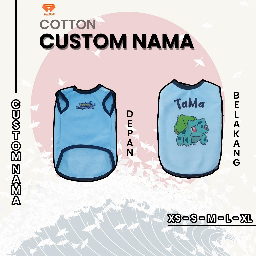 Baju kucing lucu murah aksesoris hewan kecil besar betina jantan berkualitas - CUSTOM NAMA BULBASAUR
