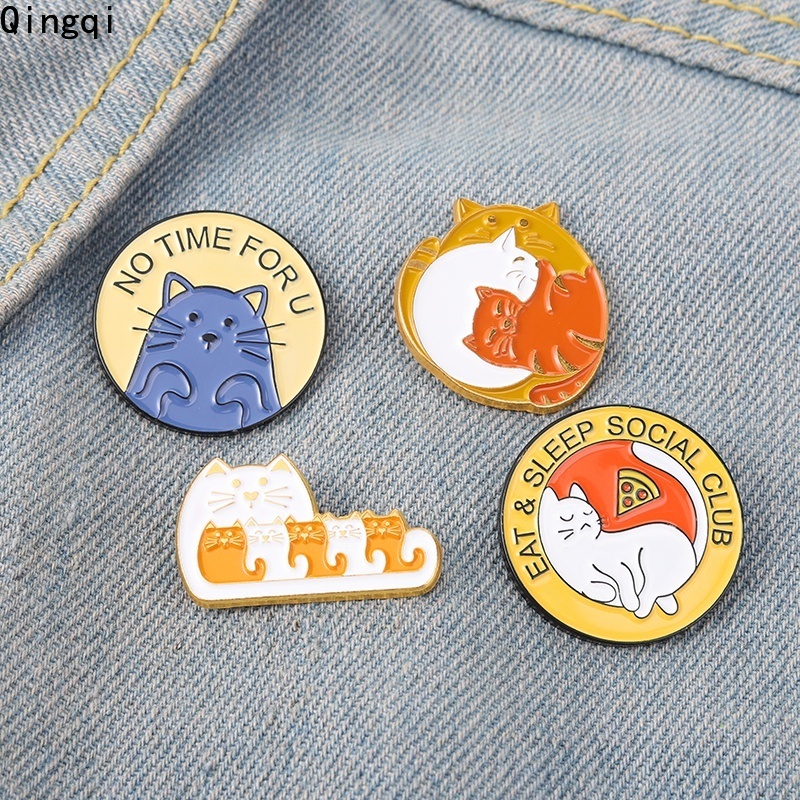 Bros Pin Enamel Bentuk Kartun Hewan Kucing Untuk Anak