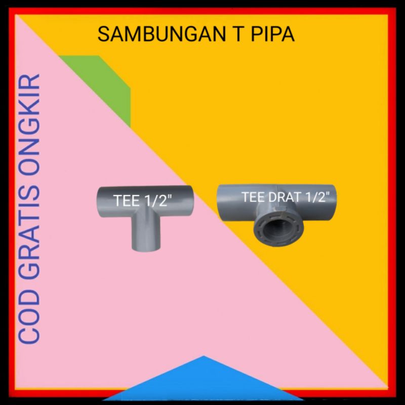 TEE TE T  POLOS 1/2" 0,5  INCHI SAMBUNGAN FITTING PIPA PARALON PRALON