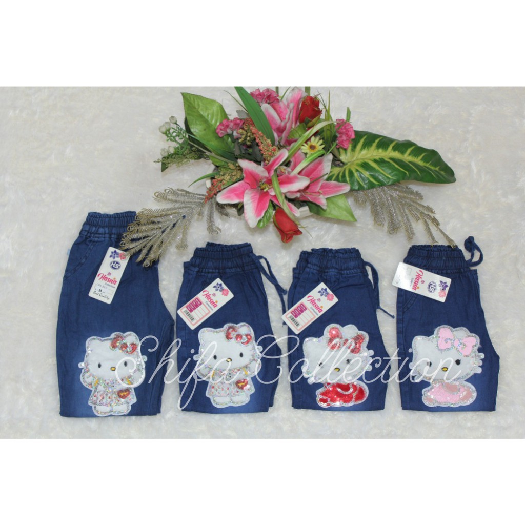 Celana Jeans Panjang / Celana Jeans Anak / Celana Luna Karekter Boneka Bulu / Bahan Jeans Ukuran 1 2 3 / 4 5 6 / M L XL (1-10 tahun)