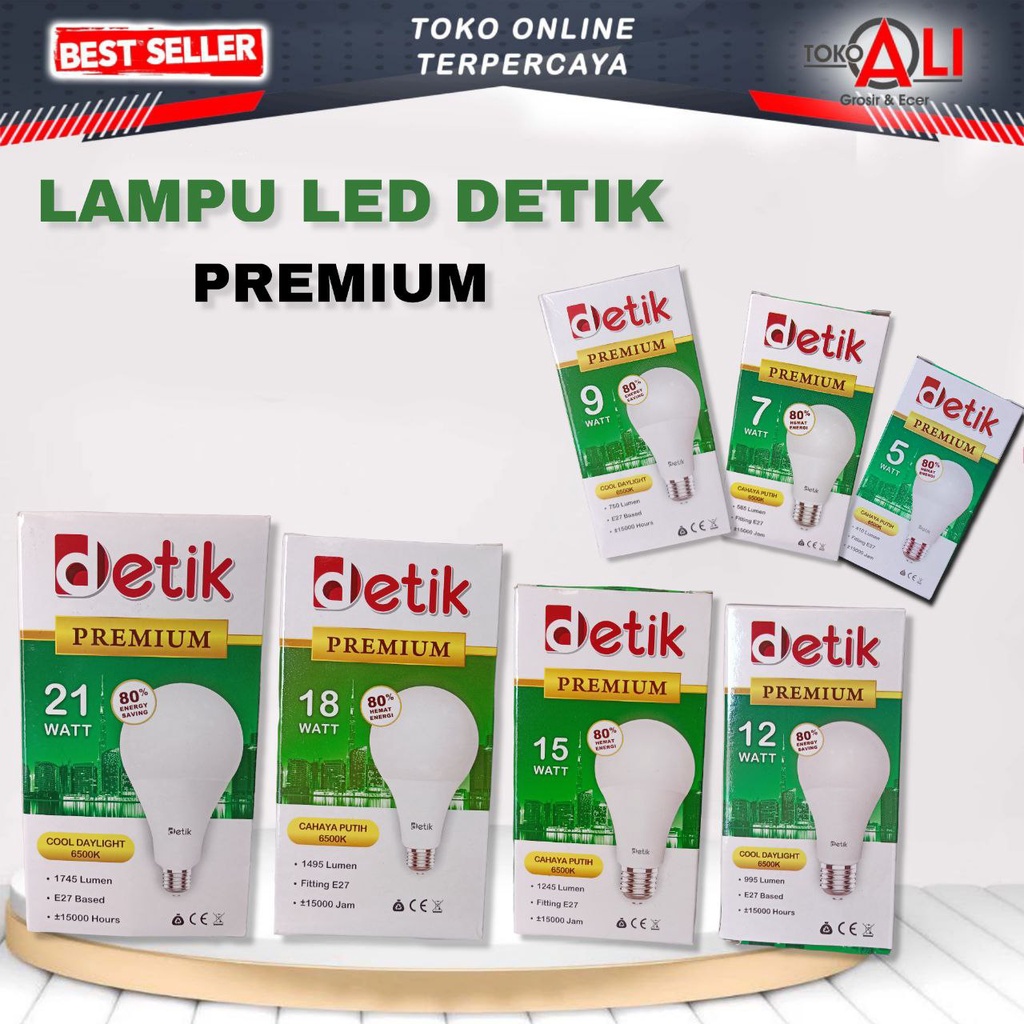 Jual Detik Premium Lampu Bohlam Led Plafon Rumah W Sni Cahaya Putih Terang