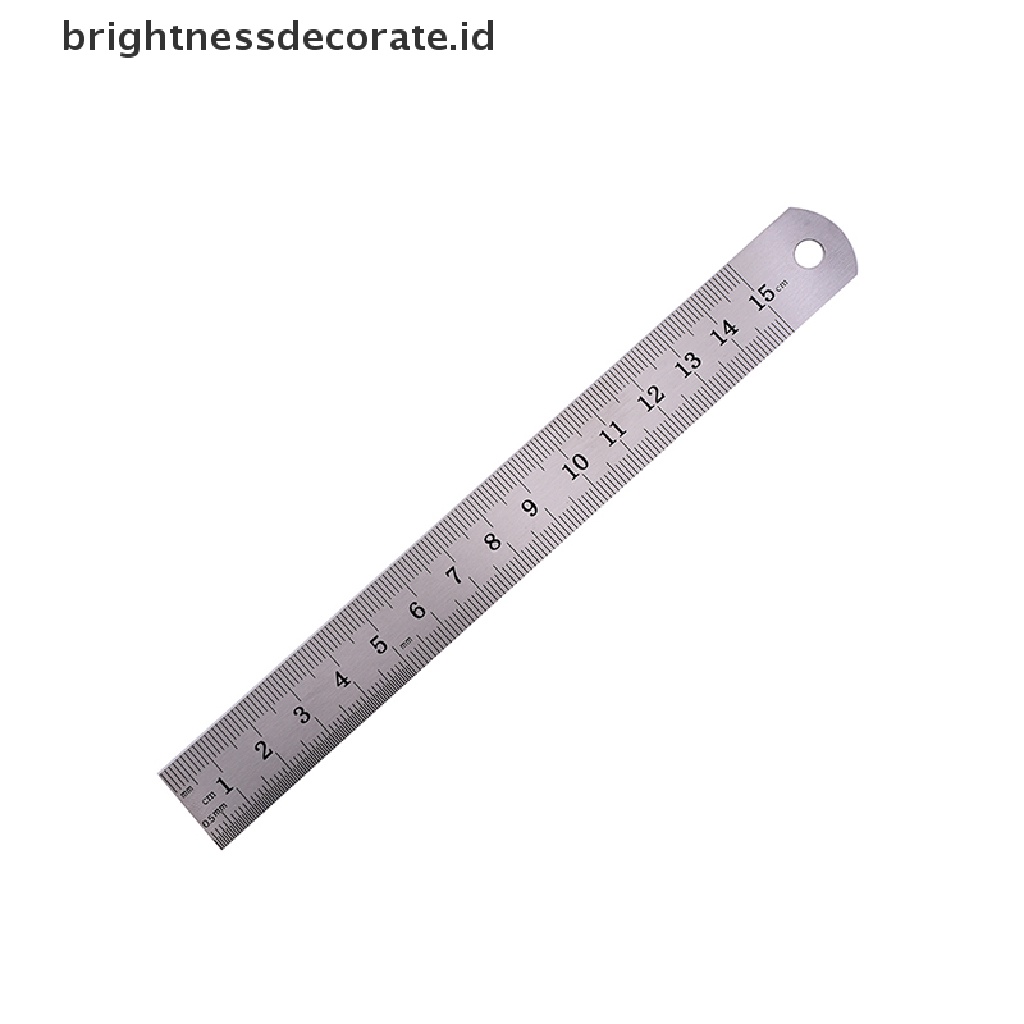 1pc Penggaris Metrik Dua Sisi Bahan Metal Ukuran 15cm