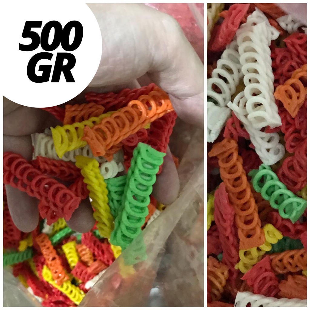 KERUPUK SEBLAK MENTAH / KRUPUK KERING / KERIPIK KERUPUK RANTAI / RANTE / KEPANG WARNA 500 GR