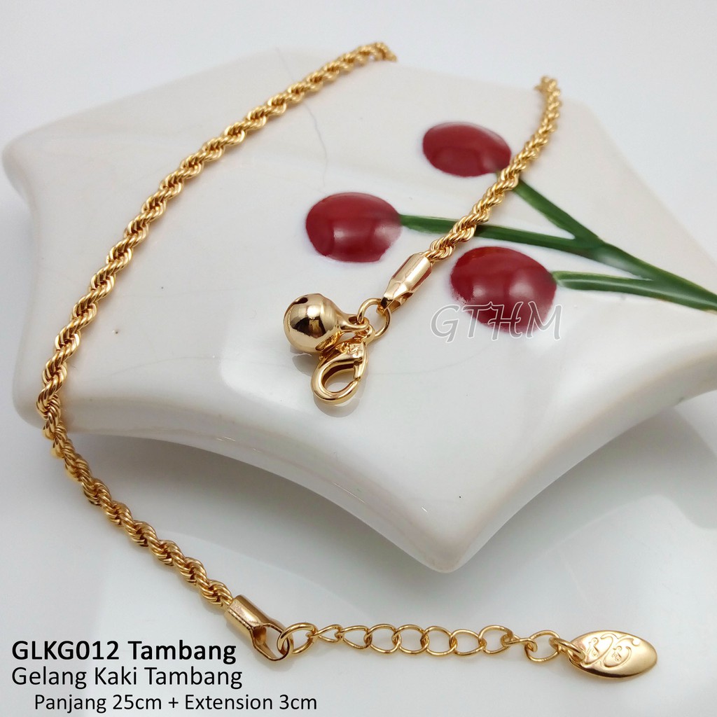 xuping gthm gelang kaki emas polos mewah perhiasan wanita mewah krincing untuk wanita modern glkg012