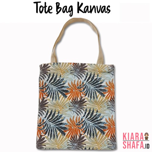 Kiarashafa - Tote Bag Bahan Kanvas Penutup Resleting Motif Kekinian