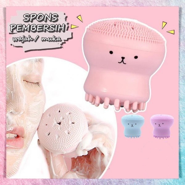 Spons Gurita Pembersih Wajah Silikon Sikat Makeup Cleansing Face Brush