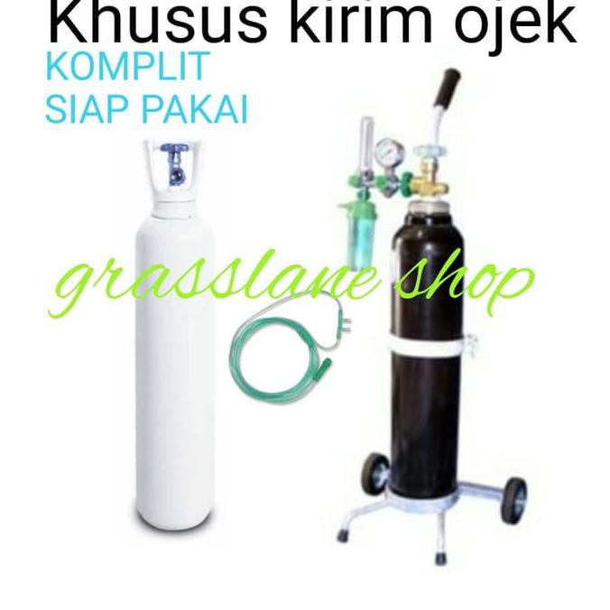 Tabung oksigen 1 m3 komplit (tabung, troly,regulator,selang oksigen)