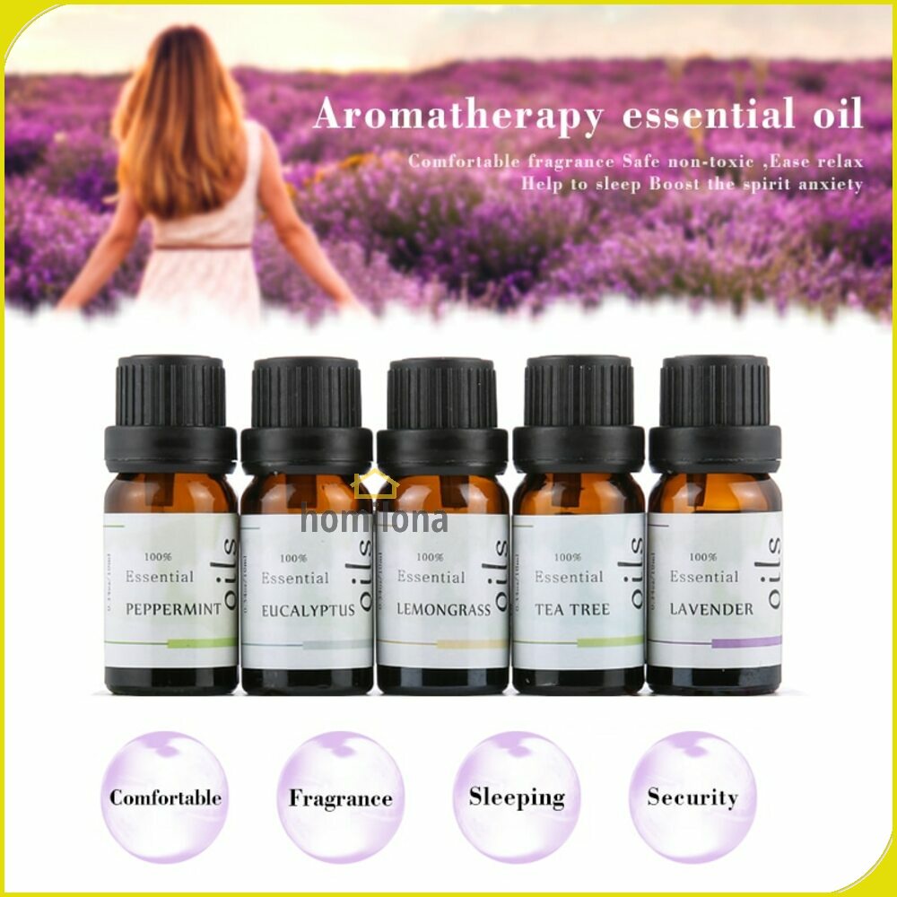 Minyak Aromaterapi Diffuser Paket 5 botol 10ml - Firstsun RH-05 Pengharum Ruangan Essensial Murni Pure Essential Oil Aromatherapy Fragrance Gift Set for Humidifier