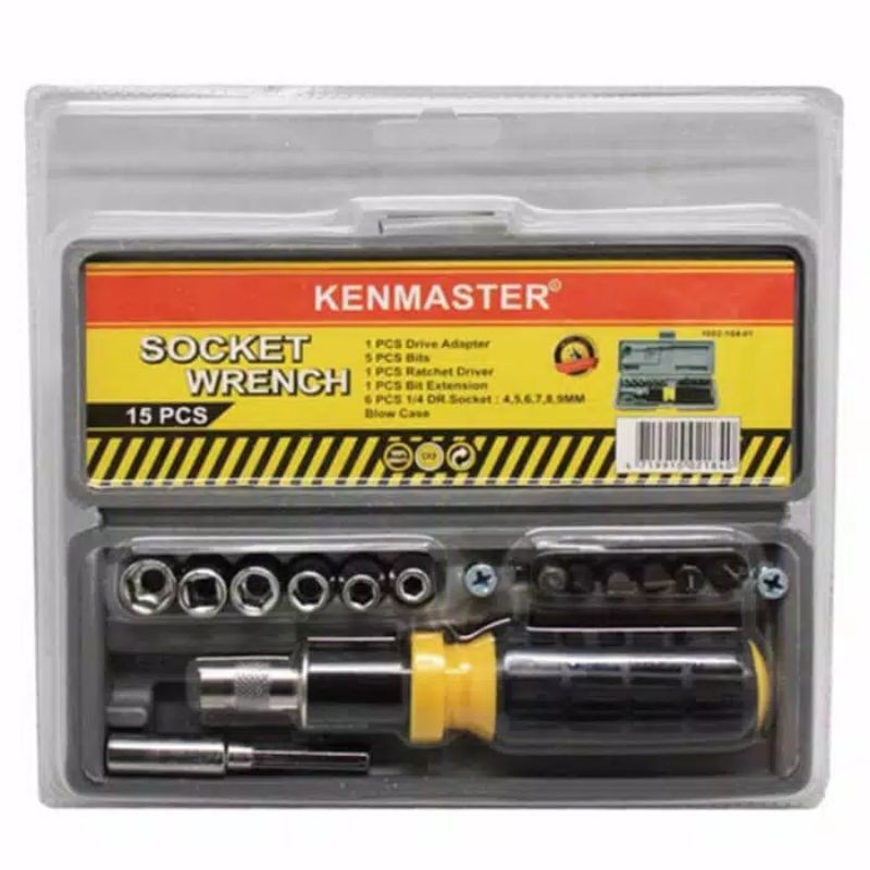 KUNCI SOK 15 PCS KENMASTER - MATA OBENG SOCK SET 15 PCS SOCKET