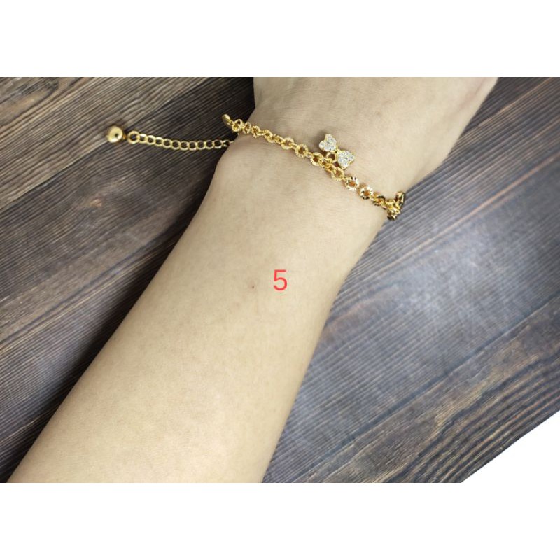 Fifi Fashion Gelang Tangan nori nukir gantung model Eliana Perhiasan Lapis emas (1-7)28#08#