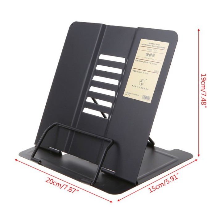 Triple W Portable Metal Adjustable Book Holder Penyanggah Buku Majalah