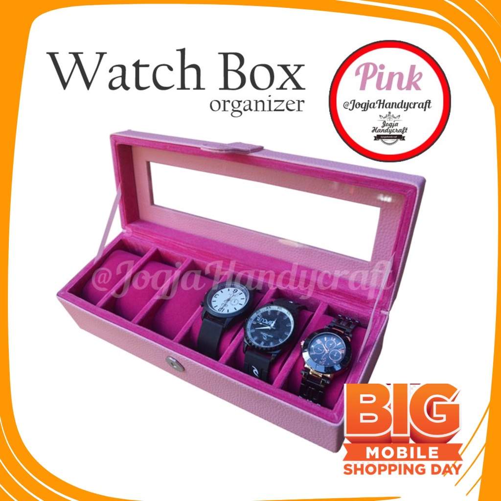 JAm Cewe Pink Bue Sky Gold Silver rubber Anti karat Air / free ongkir Baby Pink Watch Box / Kotak Te