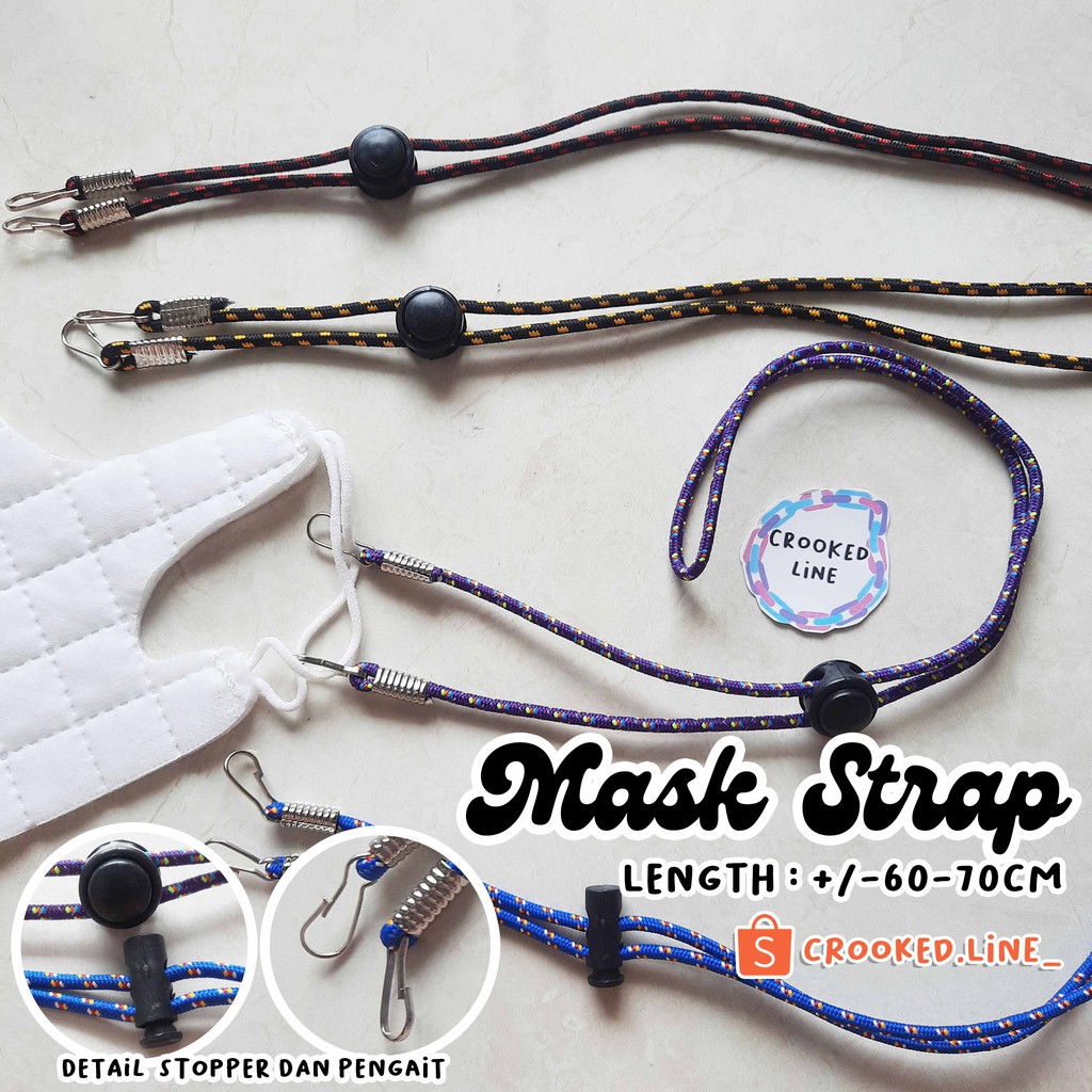 MASK STRAP TALI MASKER STOPPER BEADS STRAP BEAD RANTAI CHAIN KALUNG MASKER KOREA MURAH CROOKED LINE