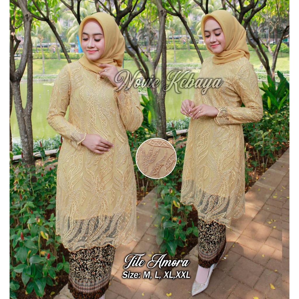 Kebaya Modern Tulle Amora Stelan Rok Plisket