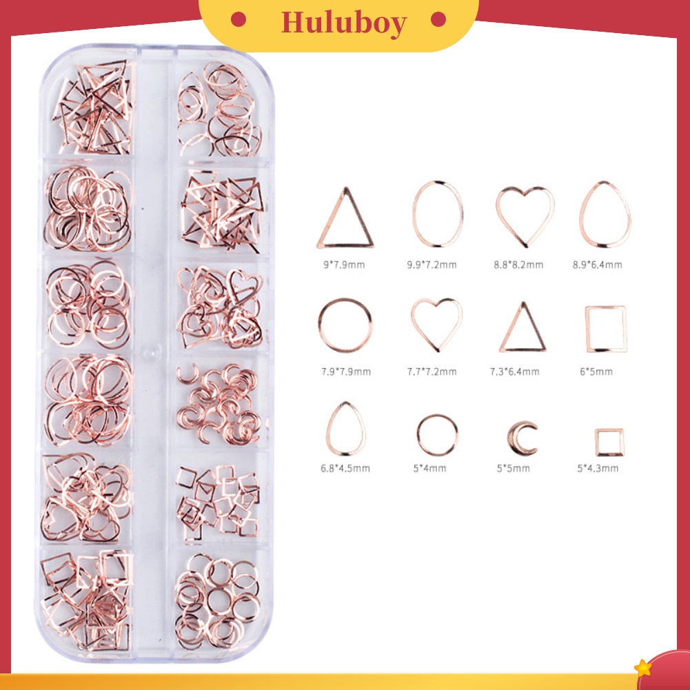 Huluboy Huluboy♡ Sequin Metal Hollow Bentuk Campur Untuk Dekorasi Nail Art DIY