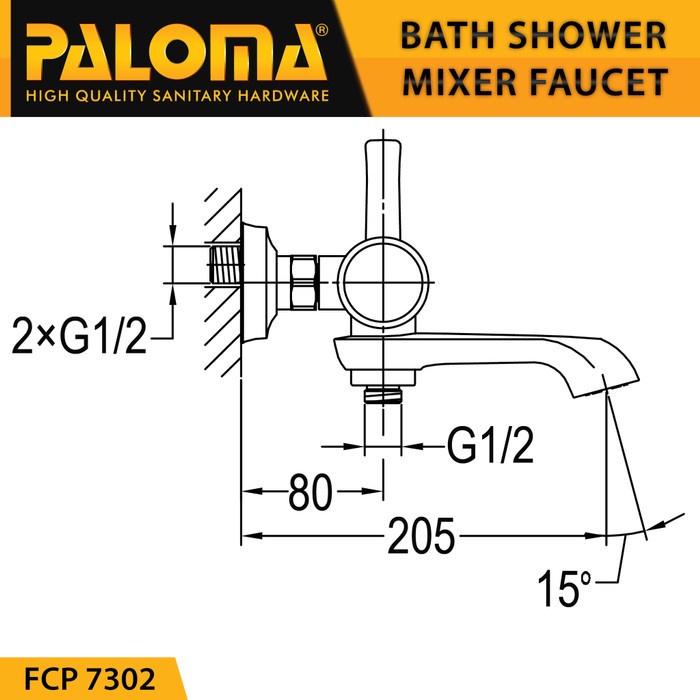 Faucet PALOMA FCP 7302 Keran Kran Air Panas Dingin Bak Shower Mandi