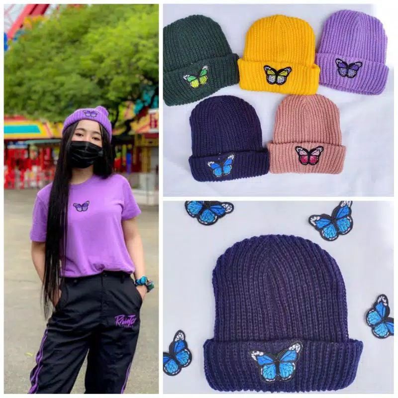 (Readystock)Topi kupluk butterfly kupu-kupu