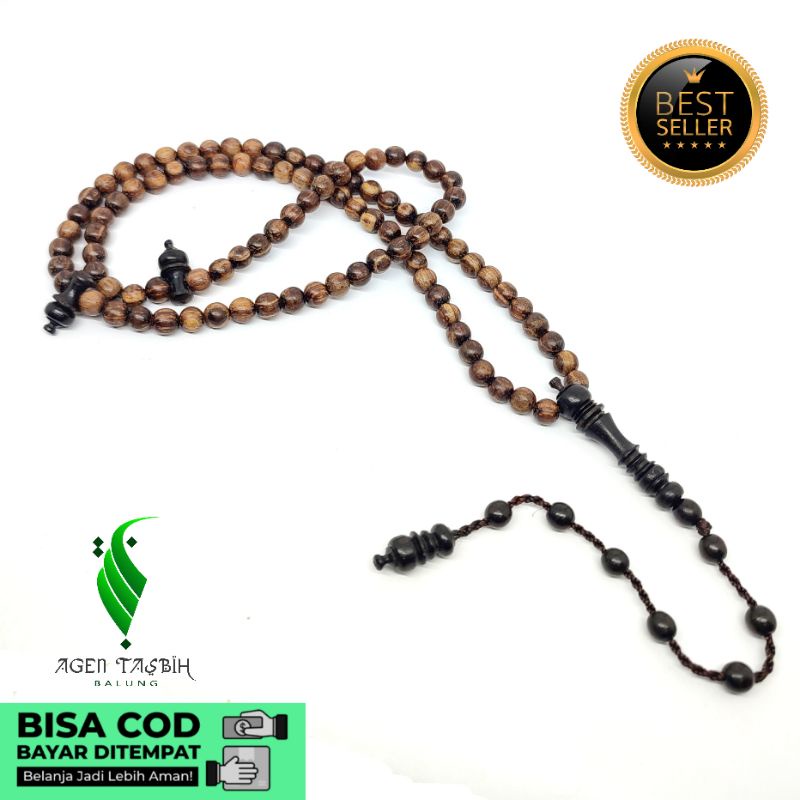 Tasbih Galih Kelampis Hitam Size 6mm &amp; 8mm_Tasbih Muslim 99 Butir COD