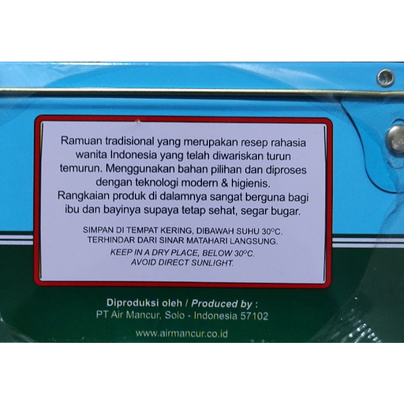 Pil Bersalin Lengkap Kaleng Air Mancur / Pemakaian 40 Hari / Jamu Bersalin Pil / Jamu Bersalin Lengkap / Kemasan Kaleng