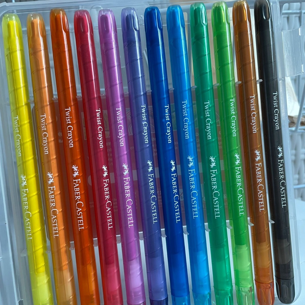 KRAYON FABER CASTELL MODEL TWIST 1 SET ISI 12 PIECE WARNA BEST QUALITY CRAYON MENGGAMBAR MEWARNAI ANAK KUALITAS TERBAIK