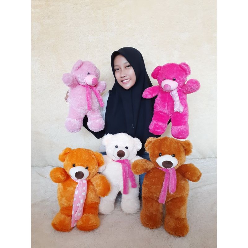 BONEKA BERUANG SYAL POLKA / BONEKA TEDDY LUCU TERMURAH TERLARIS SYAL POLKADOT