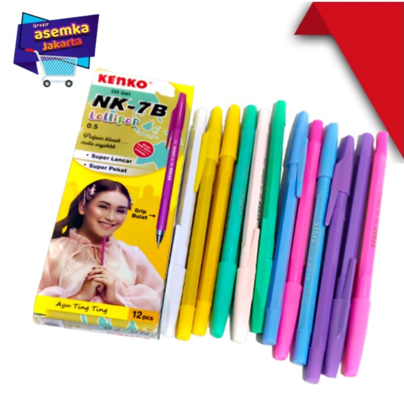 Bolpen KENKO Pulpen NK-7B Oil Gel Grosir 12pcs