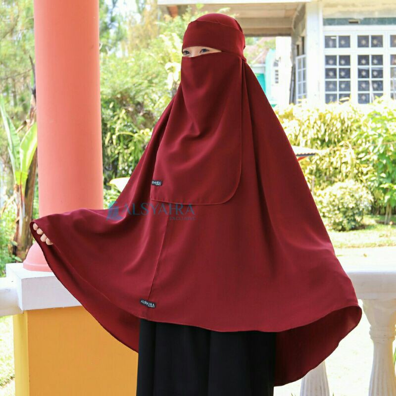 Alsyahra Exclusive Set Khimar Non Pet Bonus Niqab Bandana Wolfis