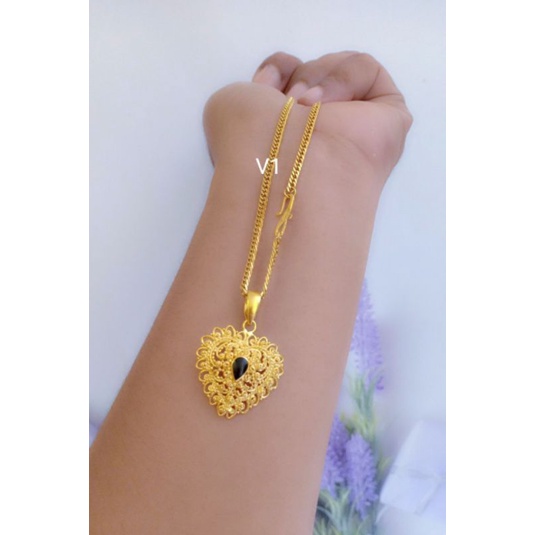 Kalung titanium+ Liontin Kuningan